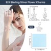 Beebeecraft 5Pcs 925 Sterling Silver Flower Charms Floral Pendants