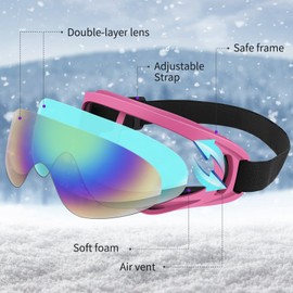Vatefery Ski Goggles,Skiing Snowboard Goggles for Men & Women kids,Boys & Girls, Youth,Anti-glare,Anti-fog Snowboarding Snow Goggles Glasses 2-Pack