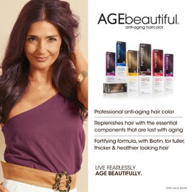 AGE beautiful Permanent Hair Color Dye Liqui Creme | 100% Gray Coverage | Anti-Aging Haircolor | Biotin for Thicker, Fuller Hair | Professional Salon Coloring | 1N Jet Black