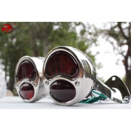 Muds CPR Model A Stainless Taillamp Stop Lens Chrome Bracket Set and Ah ooga Horn 12 Volt