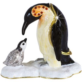 Craycombe Trinkets 6067 Penguin & Chick Trinket Box, Height 6.5cm