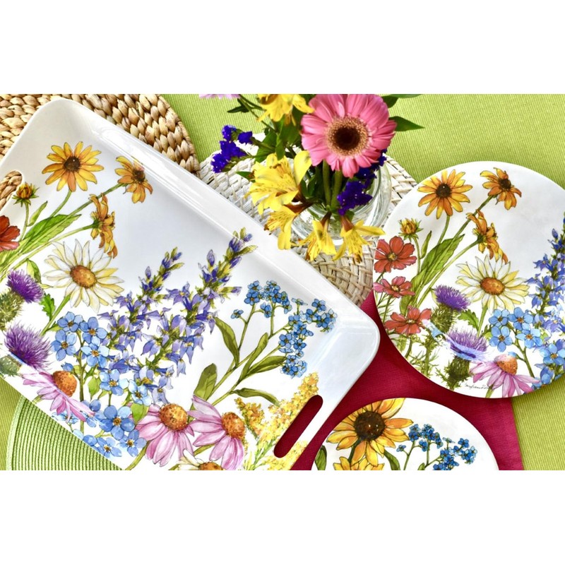 Bamboo Table Wildflowers Eco-Friendly 18" x 12" Serving Tray