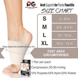 Physix Gear Sport Calcetines fascitis plantar, las mejores medias compresión hombre y mujer para arco plantar, calcetines de compresión para dolor de pies planos y espolón calcáneo, 1 par, XL, beige