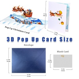 Magic Ants Christmas Pop Up Card - 3D Greeting Card,Birthday Cards,Pop Up Christmas Card,Kids Christmas Card,3D Christmas Card,Holiday Cards,Winter Cards, Xmas cards(Santa Sleigh Flying Reindeer)