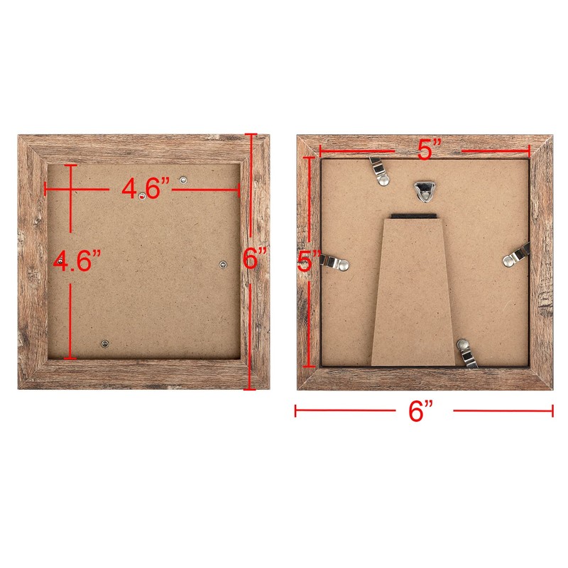 TOFOREVO 5x5 Picture Frames Set of 6 Rustic Wood Grain