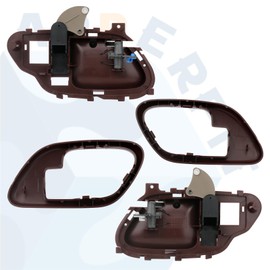 APPERFiT Interior Door Handle w/Bezel Kit (Red) Compatible with 1995-2002 Chevy Chevy GMC Truck C1500 C2500 C3500 K1500 K2500 K3500 Suburban Tahoe Yukon Replaces 15708049 15708050