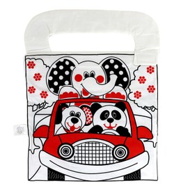 Genius Baby Toys | Reversible Car Activity Center Toy in Black, White and Red, Hang from Car Headrest to Make Car Rides More Enjoyable