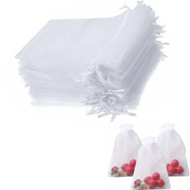 Frypay Pack of 20 White Organza Bags, 10 x 15 cm Organza Pouches, Jewellery Pouches, Gift Bags