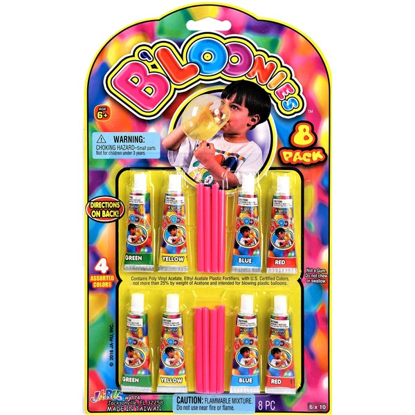 JA-RU Bloonies Magic Plastic Bubbles with Straw (1 Pack/ 8
