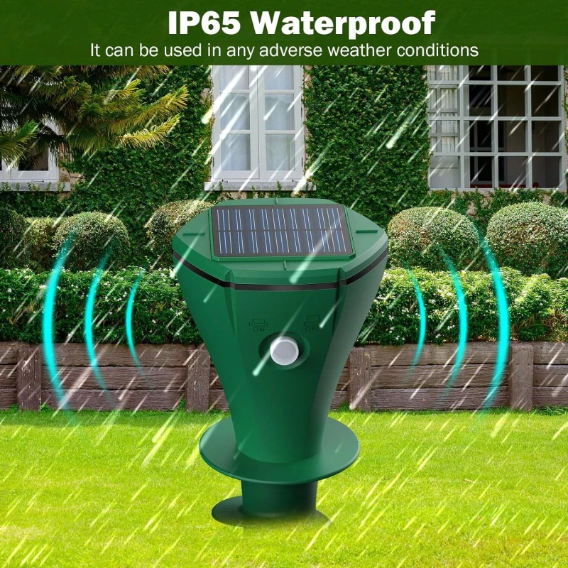 Jahy2Tech Solar Powered IP65 Mole Repellent Ultrasonic Mole Repellent For