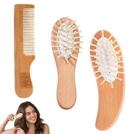 Set of 3 Wooden Combs, Antistatic Bamboo Comb Set, Natural Bamboo Hair Combs, Suitable for All Hair Types