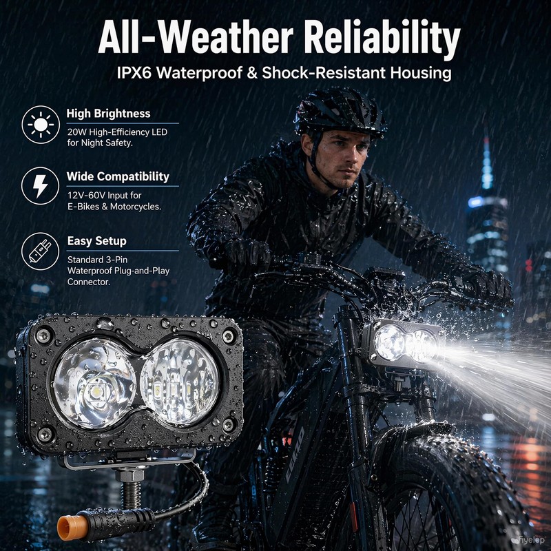 Ebike Headlight for Baja Light for Ridstar Q20/Q20 Lite/Q20 Pro