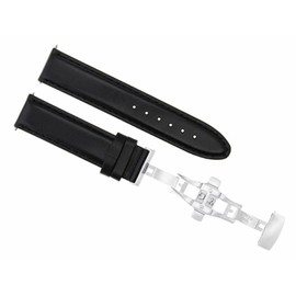 Ewatchparts 18mm Leather Watch Band Strap Smooth Waterproof Compatible With Ulysse Nardin Clasp Black