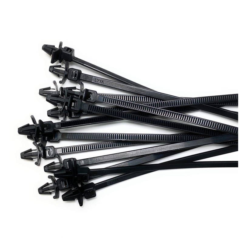 50 x Black Nylon Clip On Cable Ties with Wings