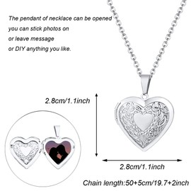 Weenkeey 2 Pcs Love Heart Locket Necklace that Holds Pictures Stainless Steel Heart Shaped Locket Pendant Necklace Memory Photo Pendant Necklace for Women Girls - Style 1 Silver