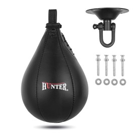 Hunter Leather Speed Bag with Hanging Swivel - Boxing Training Bag for Speed & Accuracy