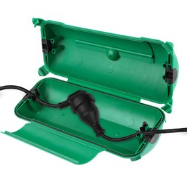 RESTMO Outdoor IP44 Waterproof Connection Box (29 x 11 x 7.5 cm), Weatherproof Electrical Extension Lead Cover, Safety Seal Enclosure to Protect LED Strip Light, Power Tool, Fountain, Green
