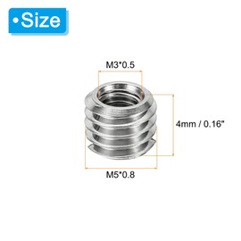 PATIKIL 10pcs M5*0.8 Male M3*0.5 Female Thread Adapter Sleeve Reducer Conversion Stainless Steel Fastener 4mm