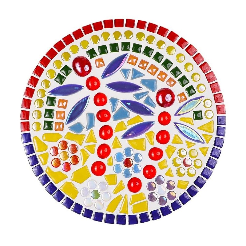 Yuvori 1lb Iridescent Round Ceramic Mosaic Tile DIY for Bathroom,