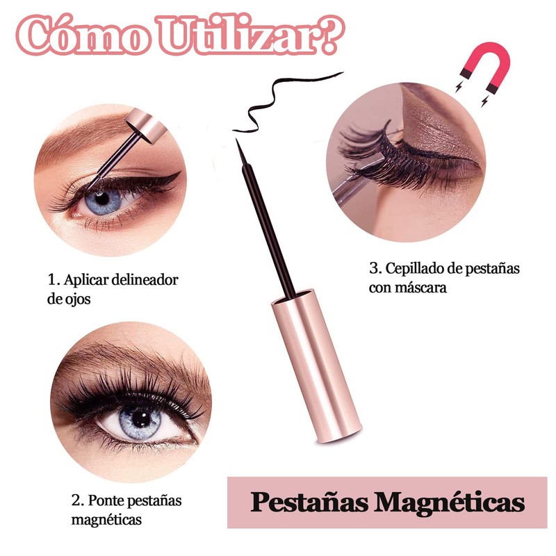 Shoonlo Pestañas Postizas Magneticas Naturales 3D 10 Pares, Set de