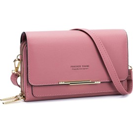 Bolsa Bandolera para Mujer, Bolso Cruzada con Cinturón Ajustable, Bolsa Crossbody del del Casual, Chica y Ligero, Bolsas Pequeñas con Cierre, Bolso de Hombro Múltiples Maneras de Llevar para Dama-Rosa