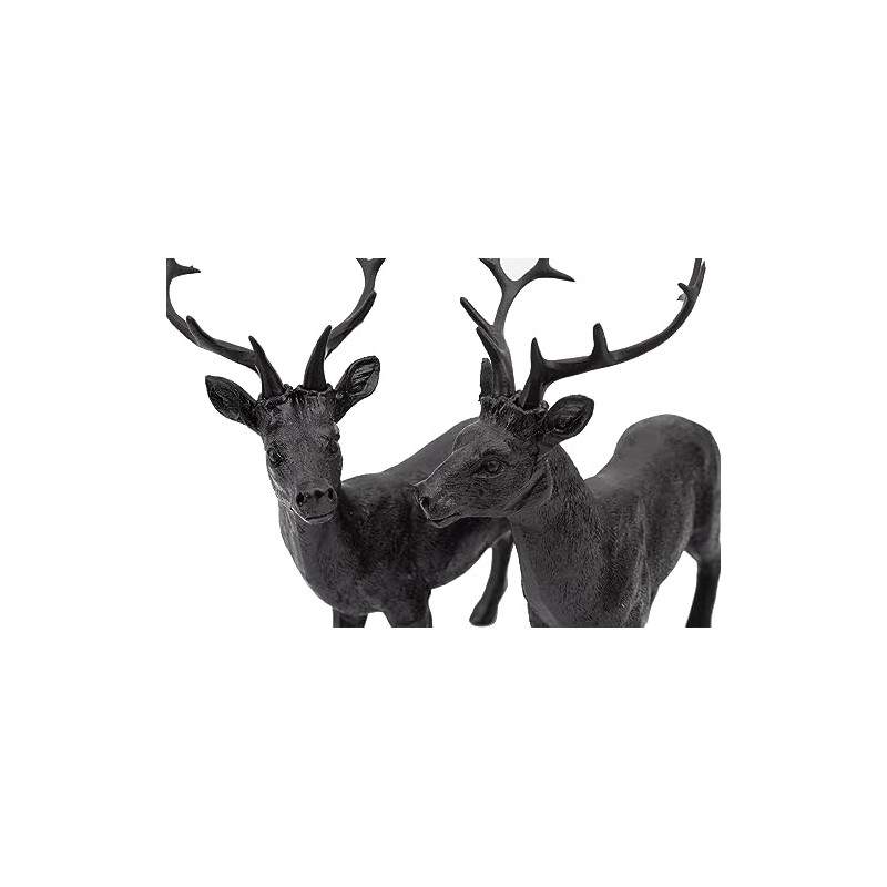 Reindeer Pair Nilan Standing Black Elegant Christmas Decoration Resin Artificial