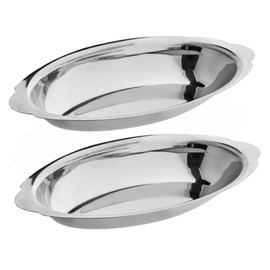 Soro Essentials- 12 oz. Stainless Steel Oval Au Gratin Dish Set of 2- Serving Dish for Individual Serving Casseroles Lasagna & Cobblers Table Serving Dishes Casserole Dishes Individual Gratin Dishes