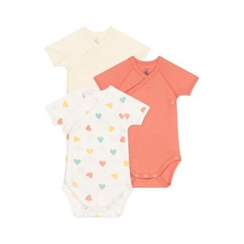 Petit Bateau Baby A0DJO Short Sleeve Birth Bodysuits, Variant 1, 0 Months (Pack of 3)