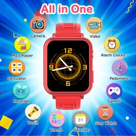 Cosjoype Kids Smart Watch Gift for Girls Age 6-12, 24 Puzzle Games HD Touch Screen Kids Watches with Video Camera Music Player Pedometer Audiobook 12/24 hr Toys for 7 8 9 10 11 12 Year Old Girls