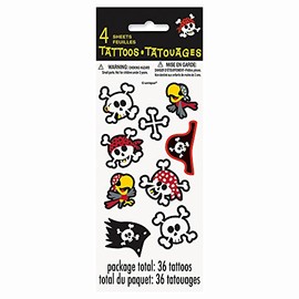 Pirate Party Tattoo Sheets, 4ct