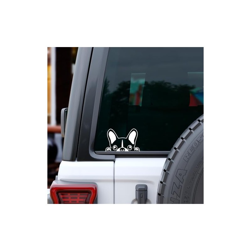 French Bulldog Dog Peeking - Vinyl Decal - Car Truck