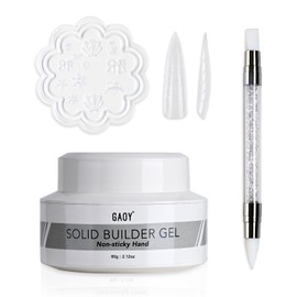 GAOY 60g Solid Builder Gel for Nails, Non-Sticky Hand 3D Sculpting Hard Gel for Nail Art Carving Modeling and Nail Extension, White