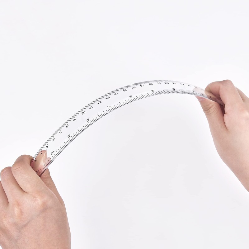 Unjoo Clear Plastic Ruler 12 Inch Straight Rulers, Shatterproof Ruler