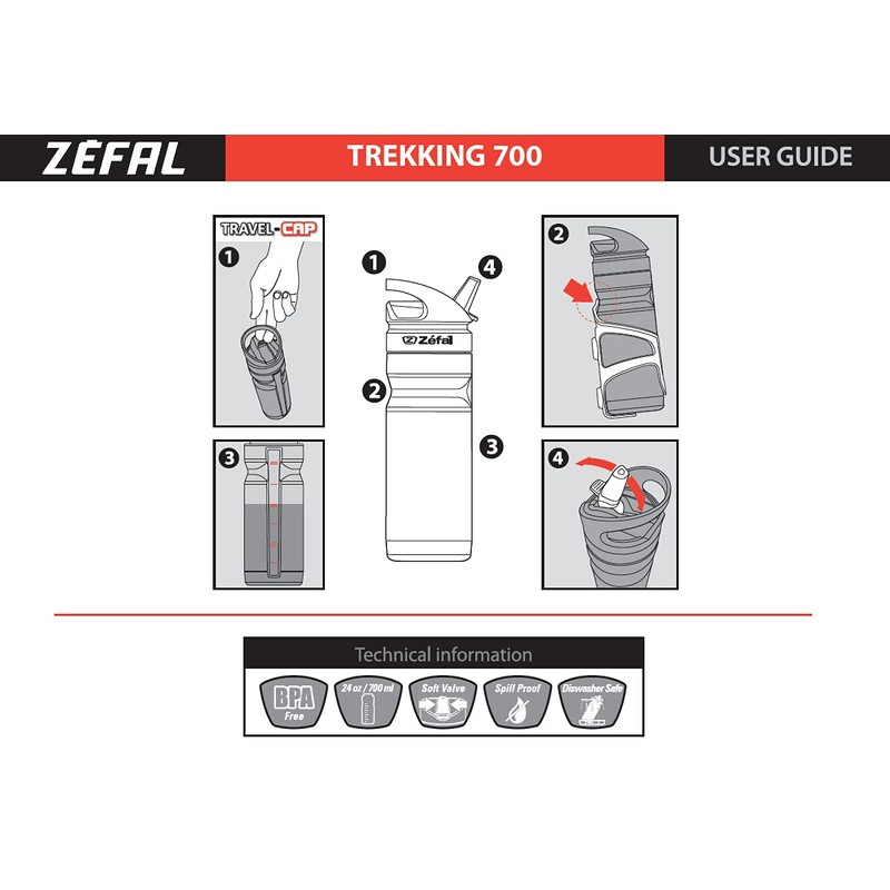 Zefal Zefal Trinkflasche Trekking 700, Black Smoke, 10 x 10