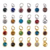 PandaHall 48pcs Flat Round Rhinestone Charms Pendant 24 Colors Gold