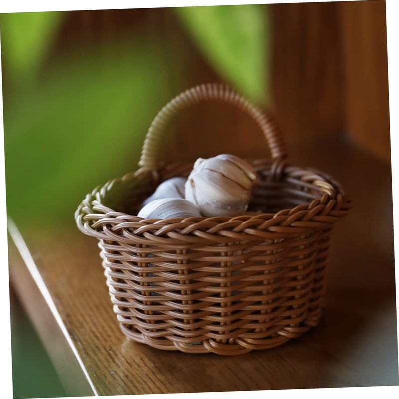 Anneome 2Pcs Decorative Imitation Rattan Wall Hanging Basket Multi-function Woven