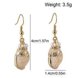 Seashell Earrings for Women Gold Conch Shell Dangle Earrings Bohemian Pearl Sea Snail Drop Earring Dainty Beach Natural Seashell Earring Summer Ocean Beach Jewelry (white)