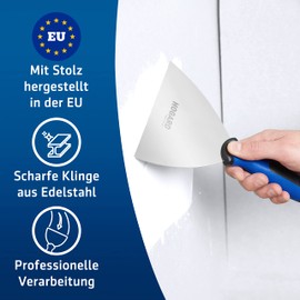 HOGARD Premium Drywall Spatula, Professional Wide Spatula for Plaster Work with Putty, Wide Smoothing Spatula with Comfort Grip, EU Quality, 150 mm