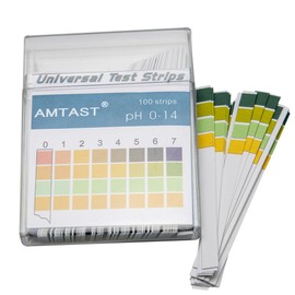 AMTAST Universal pH Paper Strips 0-14 Test Paper Tires for Acid Alkaline pH Value 4 Colours (100 Strips)