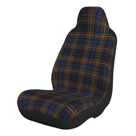 KOSUES Brown Blue Red Tartan Car Seat Cover Front Seat Protector Covers with Rear Storage Pockets Automobile Interior Decor Accessories Fit for Most Vehicle Car Sedan SUVs Truck - 1 Pack