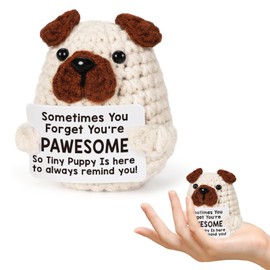 SPERMUOY Positive Geschenke,Gehäkelte Kuscheltiere Hund Handgemachte Häkel Puppe,Glücksbringer und Taschenumarmung, Emotional Support Geschenk, Mutmacher Geschenk für Geburtstag