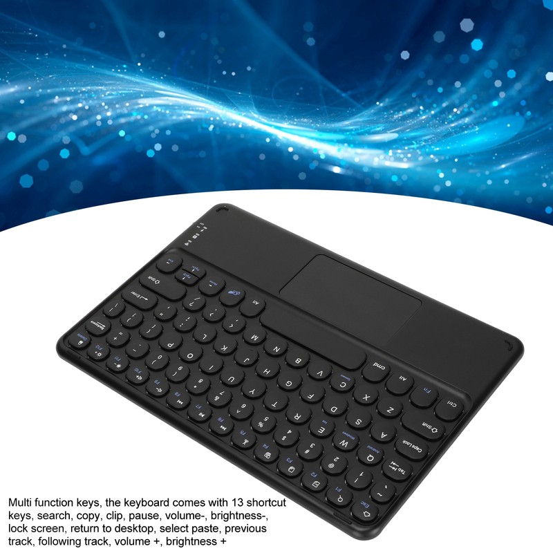 10in Wireless Bluetooth Touchpad Keyboard Retro Round Keycap Ergonomic Magnetic