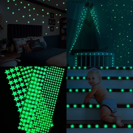 nalaina Glow in the Dark Stickers Wall Stickers Glow Stars Luminous Stickers Glow in the Dark Wallpaper Glowing Stickers Cute Room Decor Bedroom Birthday Party Decoration Green