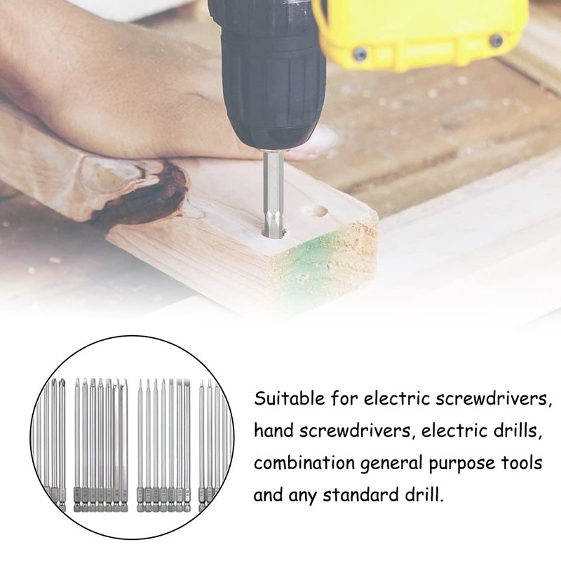 SeonFook 30pcs 100mm Long Screwdriver Drive Bits Magnetic Drill Bit