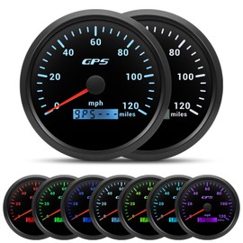 ARTILAURA 110mm 4-3/8" GPS Speedometer Boat 120 MPH Speedometer Gauge 7 Color Waterproof 9-32V for Marine AUTO Car Motorcycle Truck (Black)