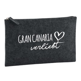 Huuraa Kulturbeutel Gran Canaria verliebt Geschenk 1 Liter Charcoal Filz Gran Canaria Geschenkidee