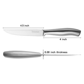 Steak Knife Set of 6, 4.5 inches Dishwasher Safe High Carbon Stainless Steel Knives, Silver