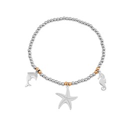 Ouran Women's Stretch Bead Bracelet Stainless Steel Pearl Bracelet with Crystal Cord Elastic Beads Bracelet Gift for Friends, Crystal, Crystal