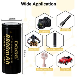 MLGBDC 2Pcs 26650 Rechargeable Battery 3.7volt 26650 Battery 8800mAh High Capacity Batteries for Flashlights, Power Tools and Other Equipment