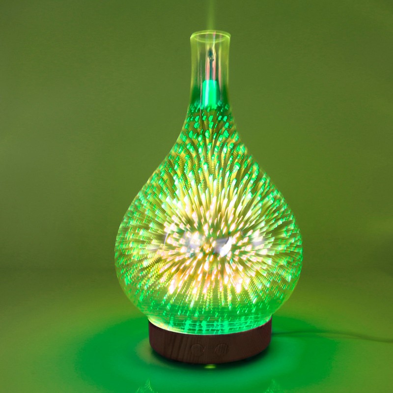 100ml Glass Essential Oil Aroma Diffuser Colorful Light Ultrasonic Humidifier